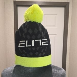 Nike Kids Black and Neon Yellow Beanie